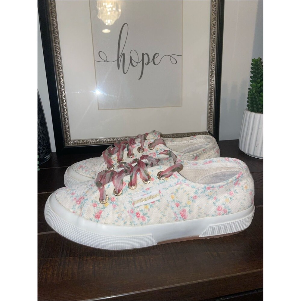 Superga X LoveShackFancy 2750 Vintage Floral Print Canvas Sneakers Size 6.5 - Picture 7 of 11